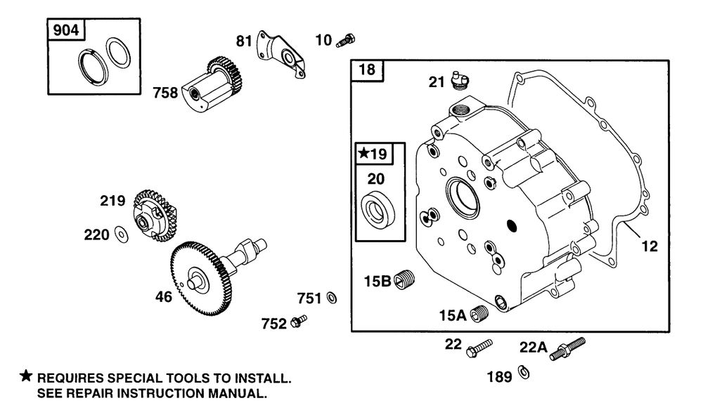 Crankcase Cover, Cam Diagram and Parts List for 254422-0123-XX  Briggs and Stratton Engine